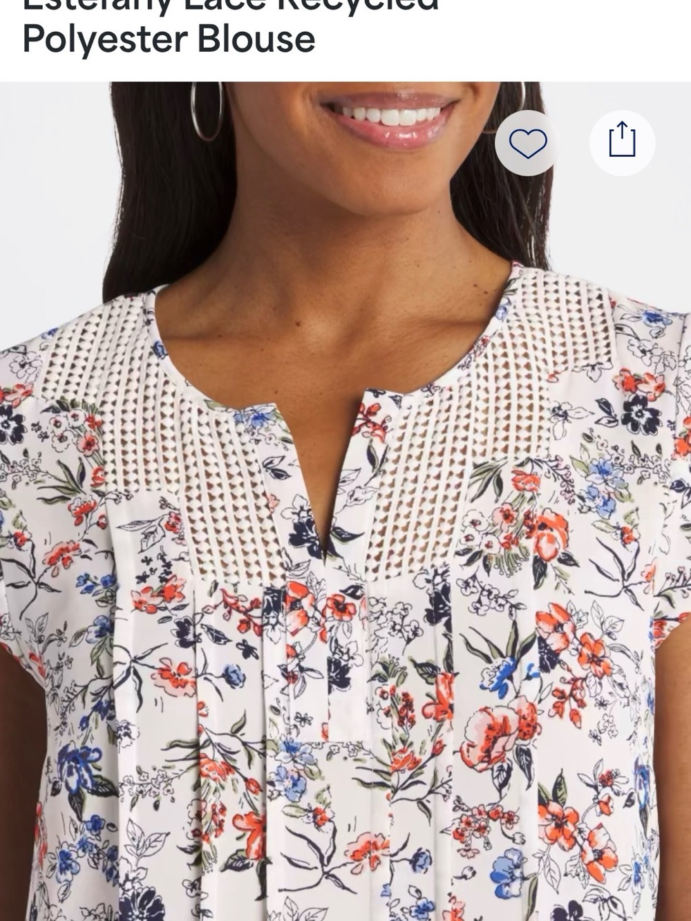 Daniel Rainn White Floral Notch-Neck Cap Sleeve Blouse